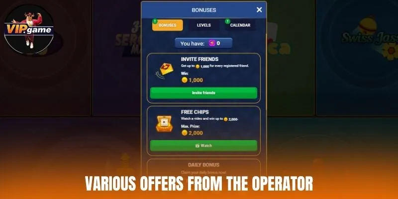 Various offers from the operator